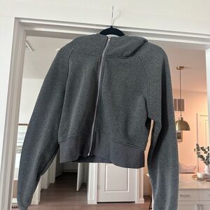Gray Women's Crop Zip-Up Hoodie
